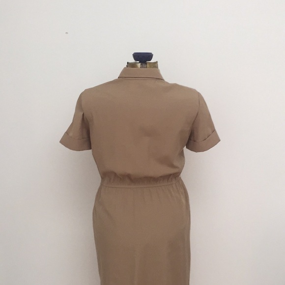 Beige shirt dress with gold eagle buttons - Picture 6 of 7